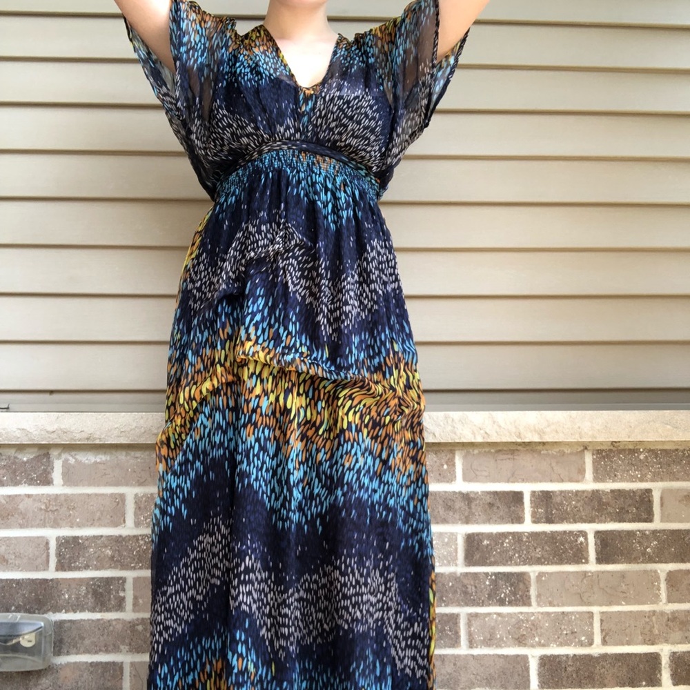Sundance Blue and Gold Maxi Dress